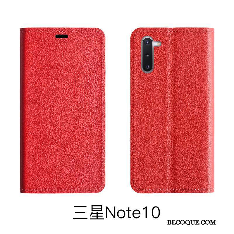 Futerał Samsung Galaxy Note 10 Lite Ochraniacz Wzór Czerwony, Etui Samsung Galaxy Note 10 Lite Skóra Na Telefon Litchi