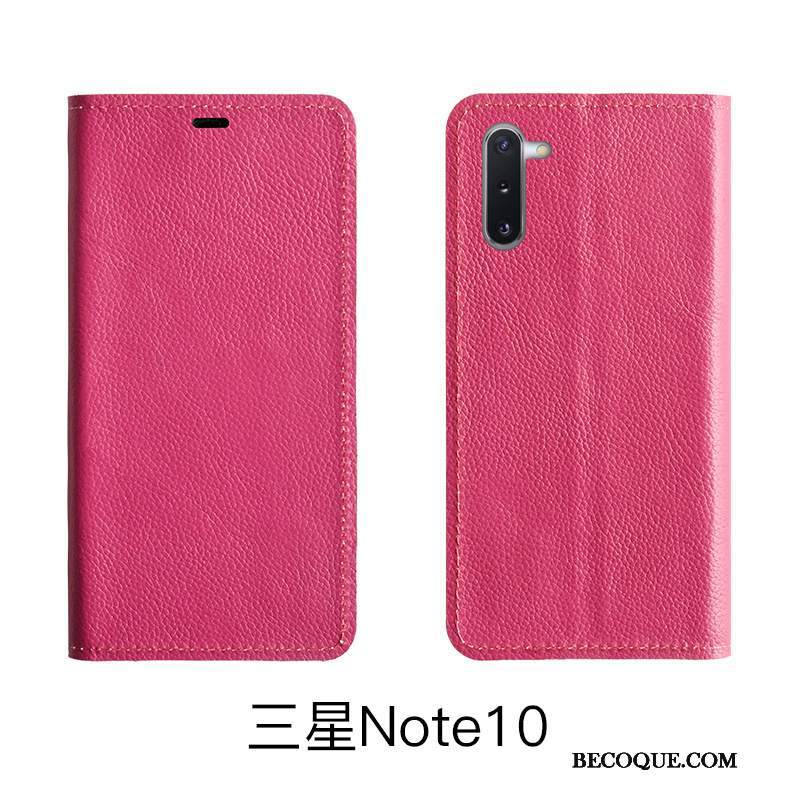 Futerał Samsung Galaxy Note 10 Lite Ochraniacz Wzór Czerwony, Etui Samsung Galaxy Note 10 Lite Skóra Na Telefon Litchi