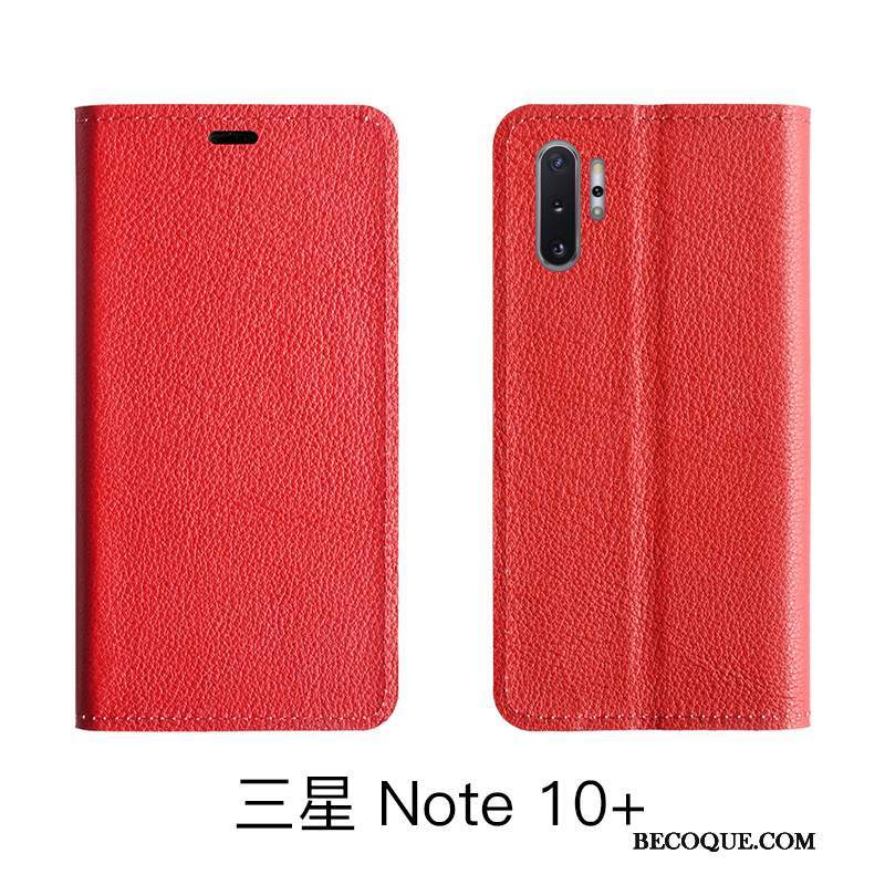 Futerał Samsung Galaxy Note 10 Lite Ochraniacz Wzór Czerwony, Etui Samsung Galaxy Note 10 Lite Skóra Na Telefon Litchi