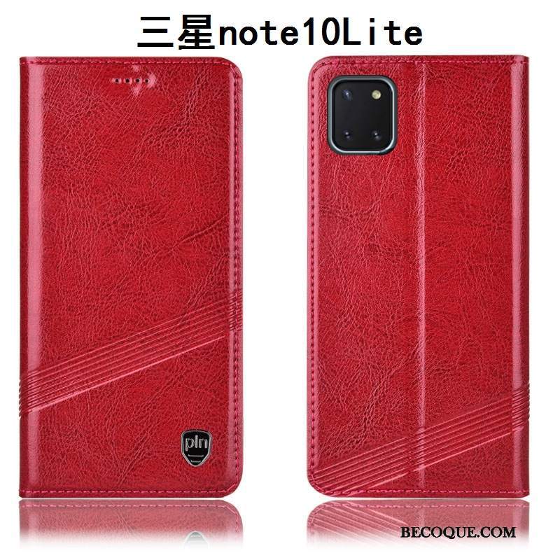 Futerał Samsung Galaxy Note 10 Lite Skóra Anti-fall Czerwony, Etui Samsung Galaxy Note 10 Lite Torby Na Telefon