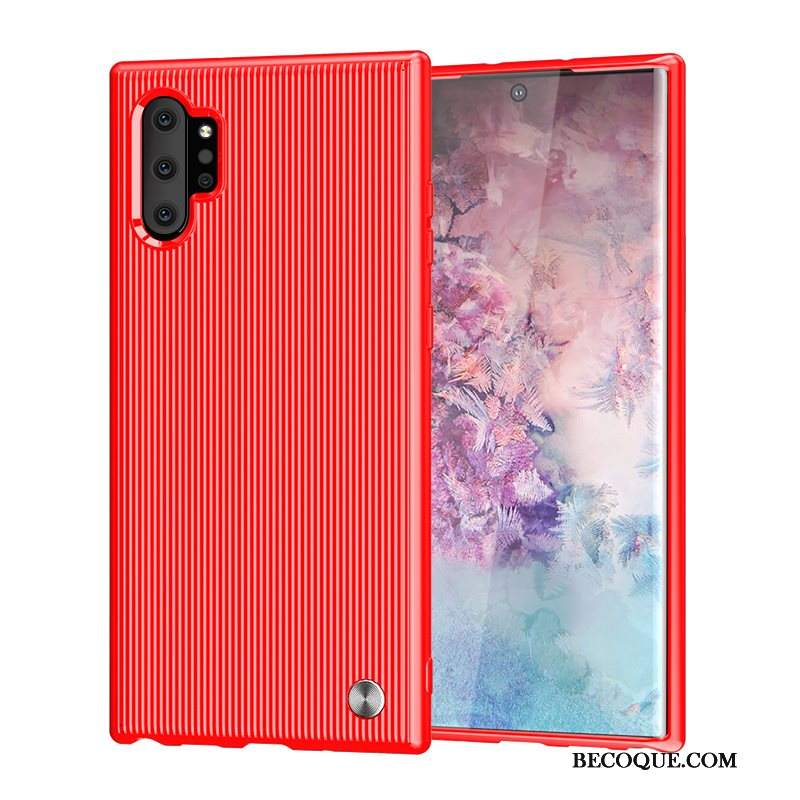 Futerał Samsung Galaxy Note 10+ Miękki Na Telefon Czerwony, Etui Samsung Galaxy Note 10+ Silikonowe W Paski