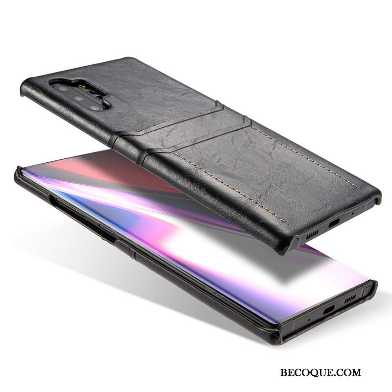 Futerał Samsung Galaxy Note 10+ Skóra Na Telefon Czarny, Etui Samsung Galaxy Note 10+ Ochraniacz