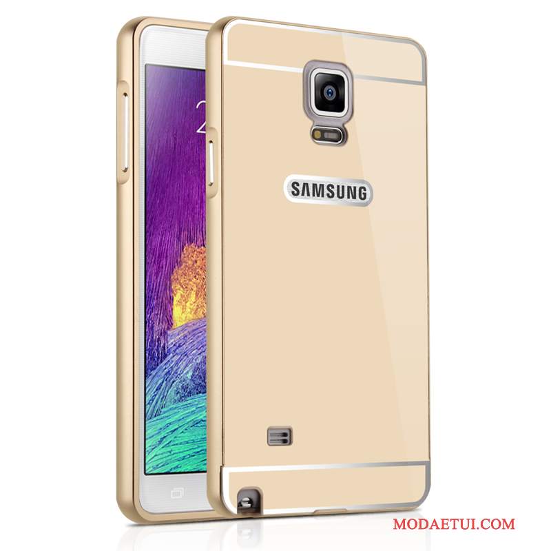 Futerał Samsung Galaxy Note 4 Metal Lustro Anti-fall, Etui Samsung Galaxy Note 4 Ochraniacz Srebrona Telefon