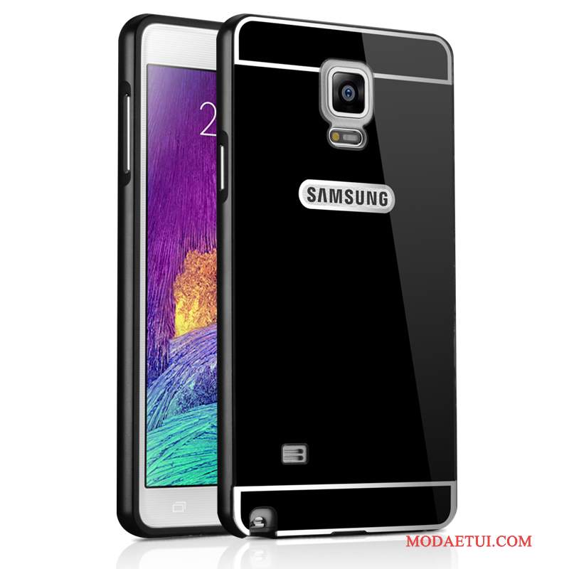 Futerał Samsung Galaxy Note 4 Metal Lustro Anti-fall, Etui Samsung Galaxy Note 4 Ochraniacz Srebrona Telefon