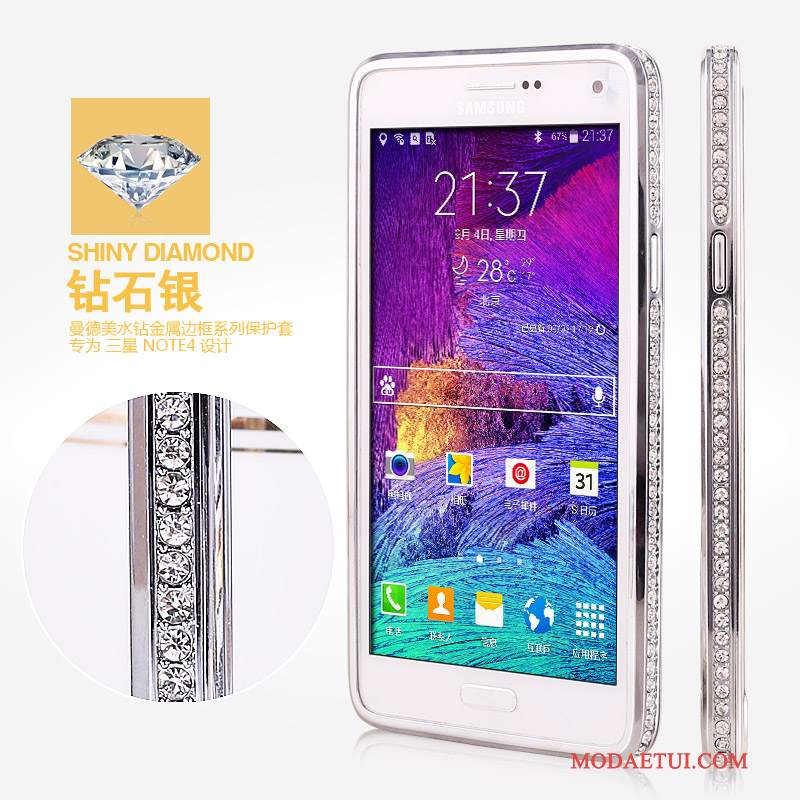 Futerał Samsung Galaxy Note 4 Rhinestone Anti-fall Złoto, Etui Samsung Galaxy Note 4 Metal Granica