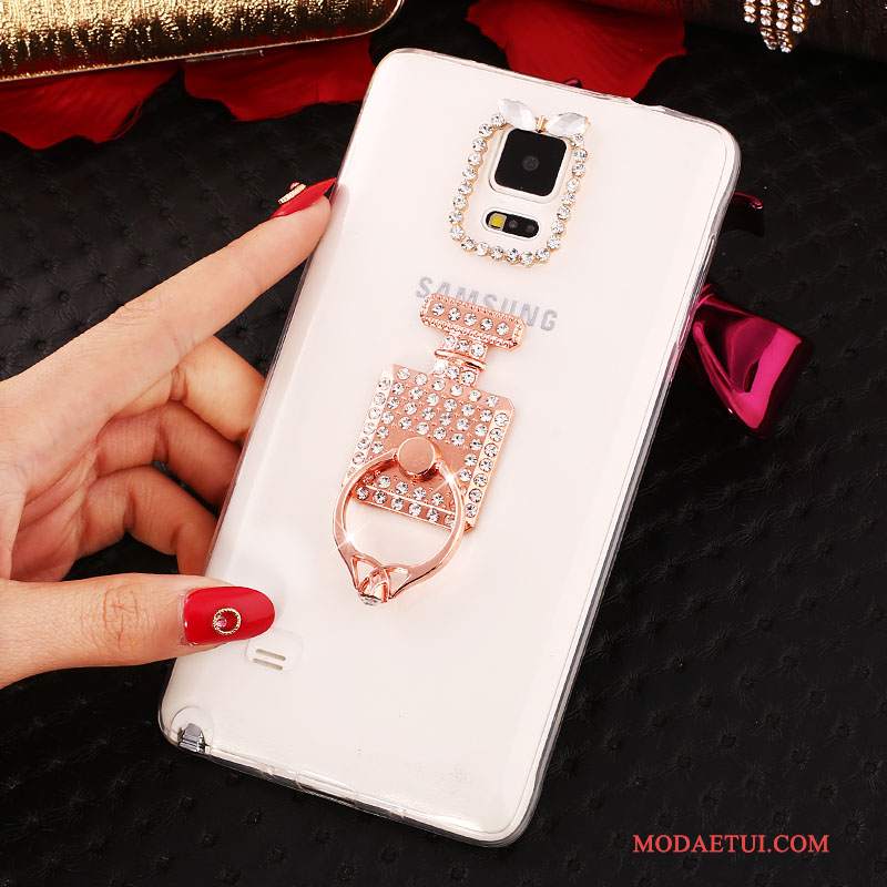 Futerał Samsung Galaxy Note 4 Rhinestone Cienka Nowy, Etui Samsung Galaxy Note 4 Silikonowe Ring Biały