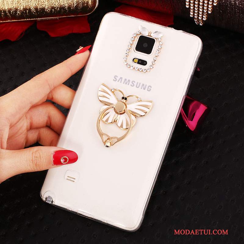 Futerał Samsung Galaxy Note 4 Rhinestone Cienka Nowy, Etui Samsung Galaxy Note 4 Silikonowe Ring Biały