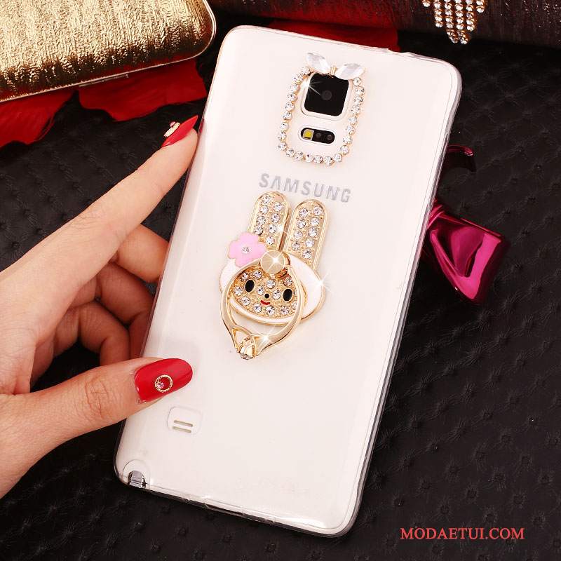 Futerał Samsung Galaxy Note 4 Rhinestone Cienka Nowy, Etui Samsung Galaxy Note 4 Silikonowe Ring Biały