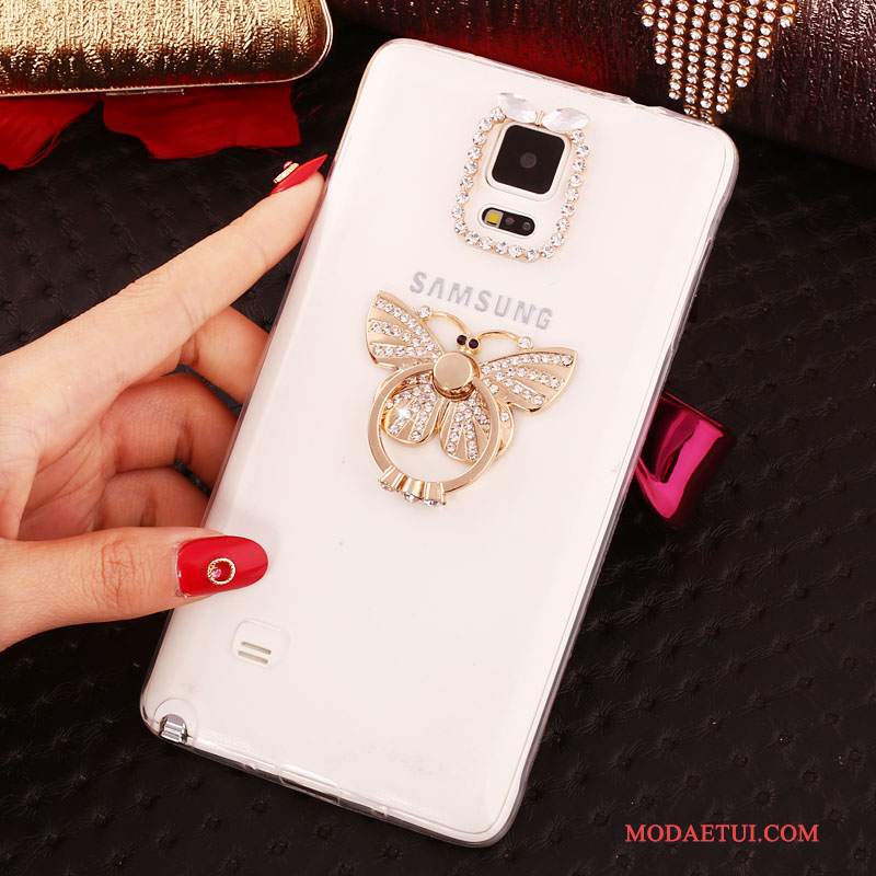 Futerał Samsung Galaxy Note 4 Rhinestone Cienka Nowy, Etui Samsung Galaxy Note 4 Silikonowe Ring Biały