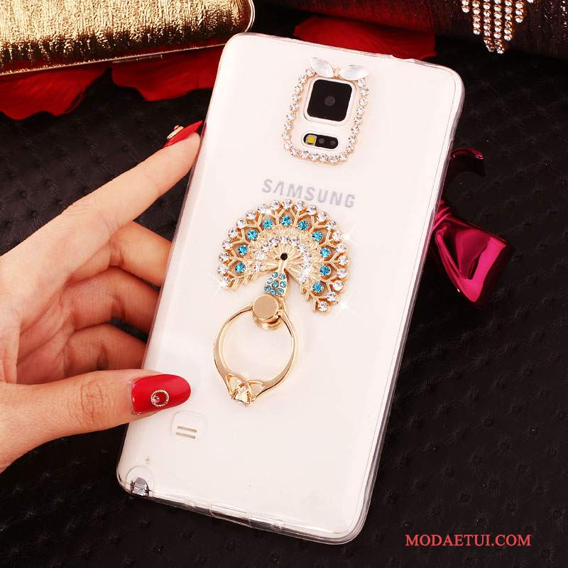 Futerał Samsung Galaxy Note 4 Rhinestone Cienka Nowy, Etui Samsung Galaxy Note 4 Silikonowe Ring Biały