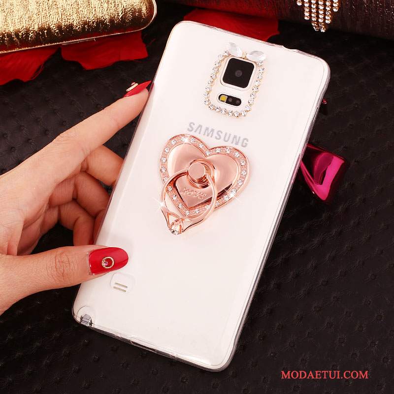 Futerał Samsung Galaxy Note 4 Rhinestone Cienka Nowy, Etui Samsung Galaxy Note 4 Silikonowe Ring Biały