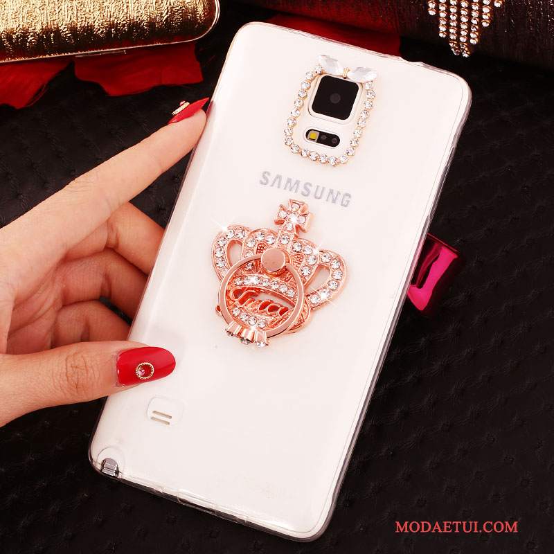 Futerał Samsung Galaxy Note 4 Rhinestone Cienka Nowy, Etui Samsung Galaxy Note 4 Silikonowe Ring Biały