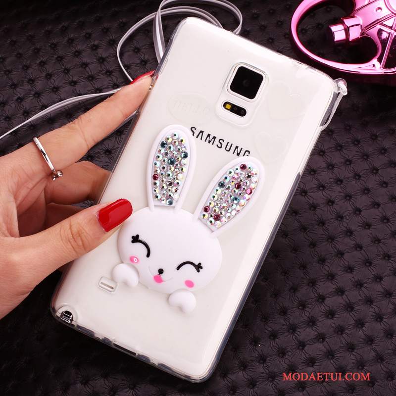Futerał Samsung Galaxy Note 4 Silikonowe Purpurowyna Telefon, Etui Samsung Galaxy Note 4 Rhinestone Futrzany Pompon Bunny