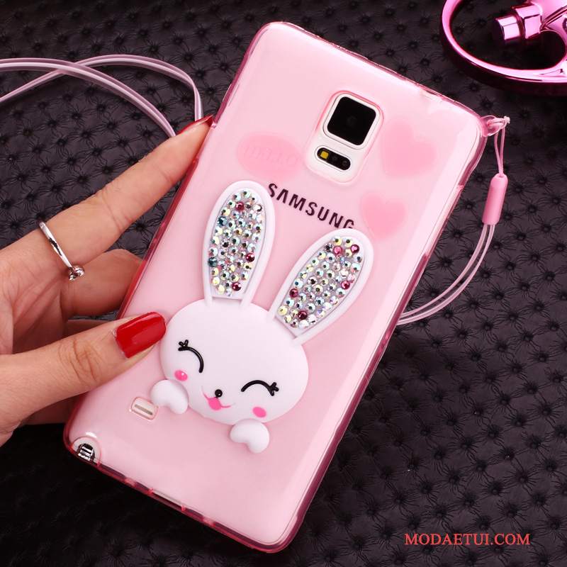 Futerał Samsung Galaxy Note 4 Silikonowe Purpurowyna Telefon, Etui Samsung Galaxy Note 4 Rhinestone Futrzany Pompon Bunny