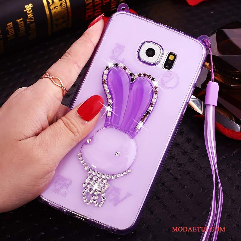 Futerał Samsung Galaxy Note 5 Kreskówka Wiszące Ozdoby Purpurowy, Etui Samsung Galaxy Note 5 Rhinestone Cienka Przezroczysty