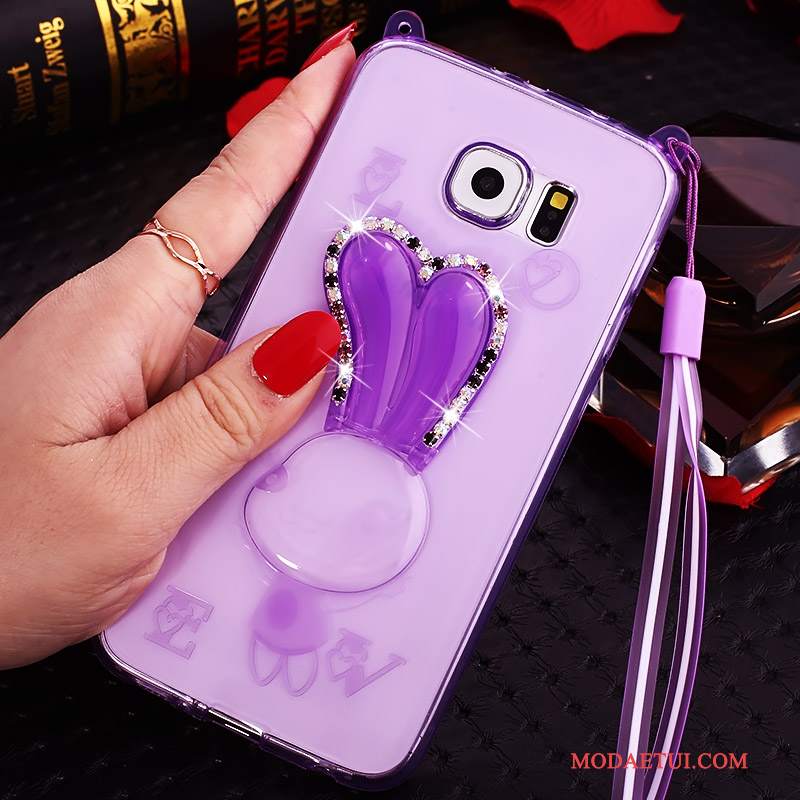 Futerał Samsung Galaxy Note 5 Kreskówka Wiszące Ozdoby Purpurowy, Etui Samsung Galaxy Note 5 Rhinestone Cienka Przezroczysty