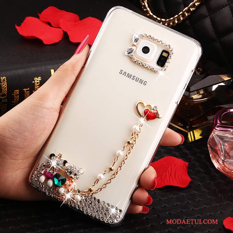 Futerał Samsung Galaxy Note 5 Rhinestone Przezroczysty Biały, Etui Samsung Galaxy Note 5 Ochraniacz Anti-fallna Telefon