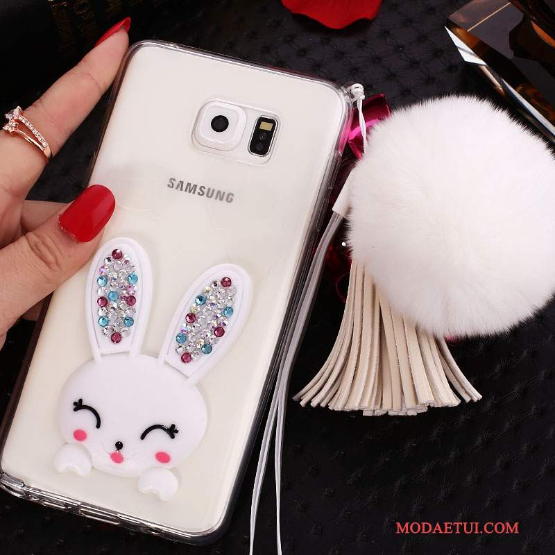 Futerał Samsung Galaxy Note 5 Rhinestone Purpurowyna Telefon, Etui Samsung Galaxy Note 5 Silikonowe Wiszące Ozdoby Przezroczysty