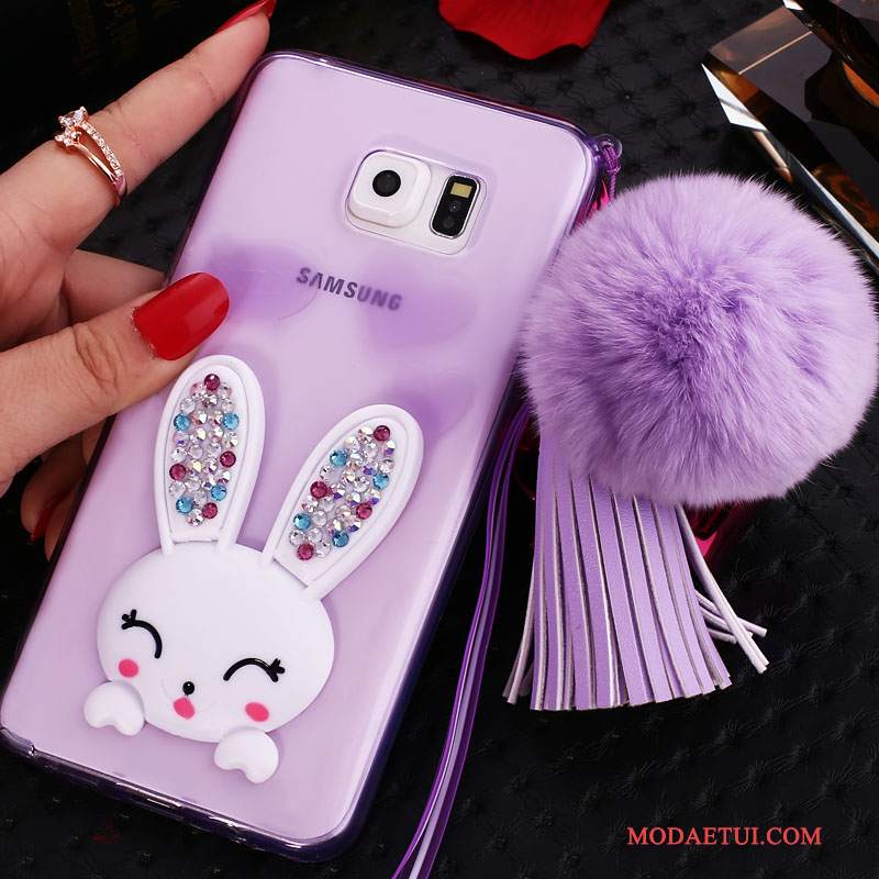 Futerał Samsung Galaxy Note 5 Rhinestone Purpurowyna Telefon, Etui Samsung Galaxy Note 5 Silikonowe Wiszące Ozdoby Przezroczysty