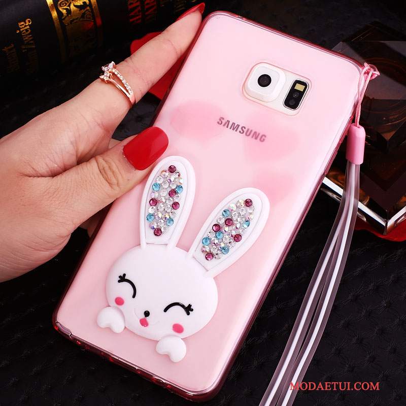 Futerał Samsung Galaxy Note 5 Rhinestone Purpurowyna Telefon, Etui Samsung Galaxy Note 5 Silikonowe Wiszące Ozdoby Przezroczysty