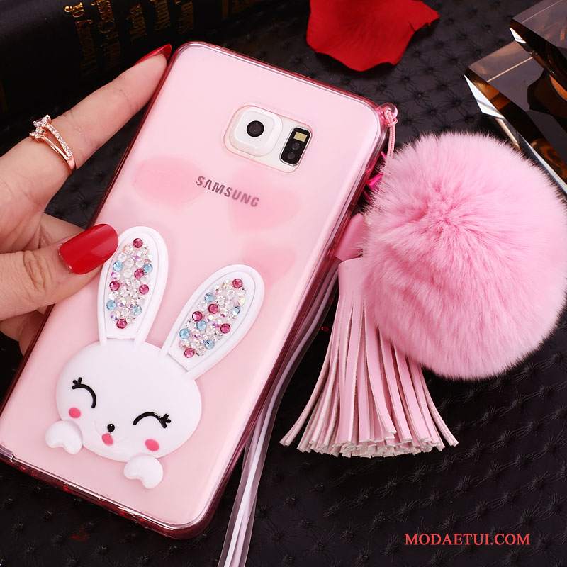 Futerał Samsung Galaxy Note 5 Rhinestone Purpurowyna Telefon, Etui Samsung Galaxy Note 5 Silikonowe Wiszące Ozdoby Przezroczysty