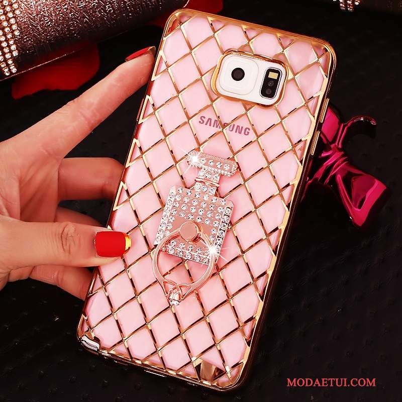 Futerał Samsung Galaxy Note 5 Rhinestone Ring Cienkie, Etui Samsung Galaxy Note 5 Silikonowe Różowe