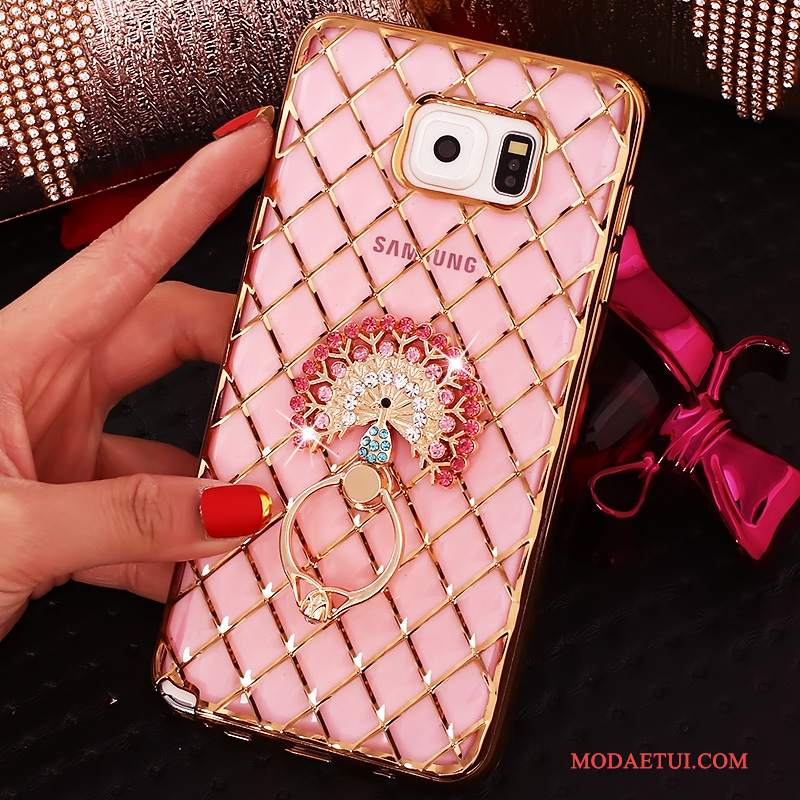 Futerał Samsung Galaxy Note 5 Rhinestone Ring Cienkie, Etui Samsung Galaxy Note 5 Silikonowe Różowe