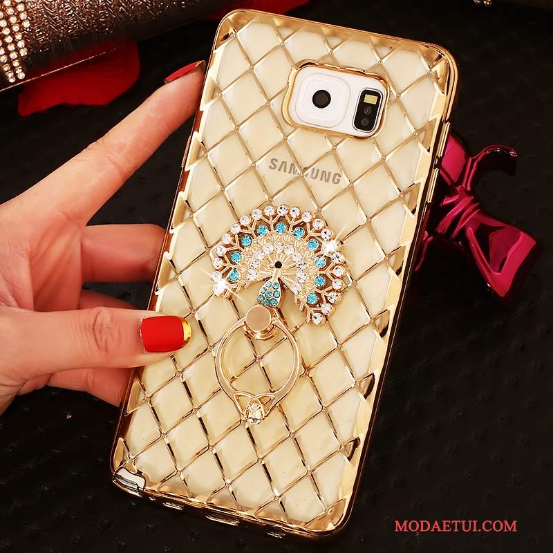 Futerał Samsung Galaxy Note 5 Rhinestone Ring Cienkie, Etui Samsung Galaxy Note 5 Silikonowe Różowe