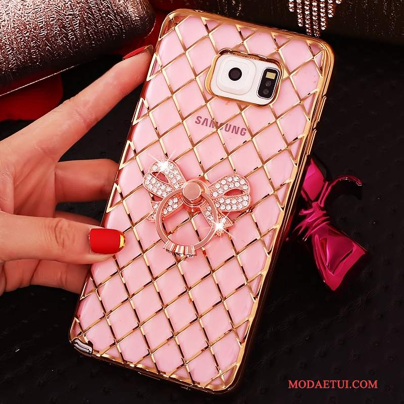 Futerał Samsung Galaxy Note 5 Rhinestone Ring Cienkie, Etui Samsung Galaxy Note 5 Silikonowe Różowe