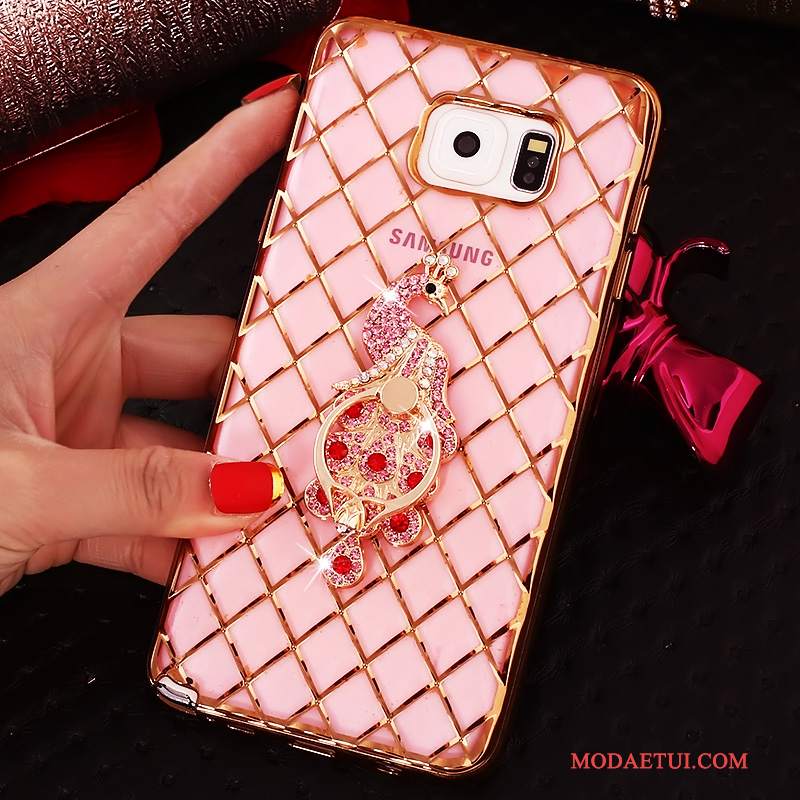 Futerał Samsung Galaxy Note 5 Rhinestone Ring Cienkie, Etui Samsung Galaxy Note 5 Silikonowe Różowe