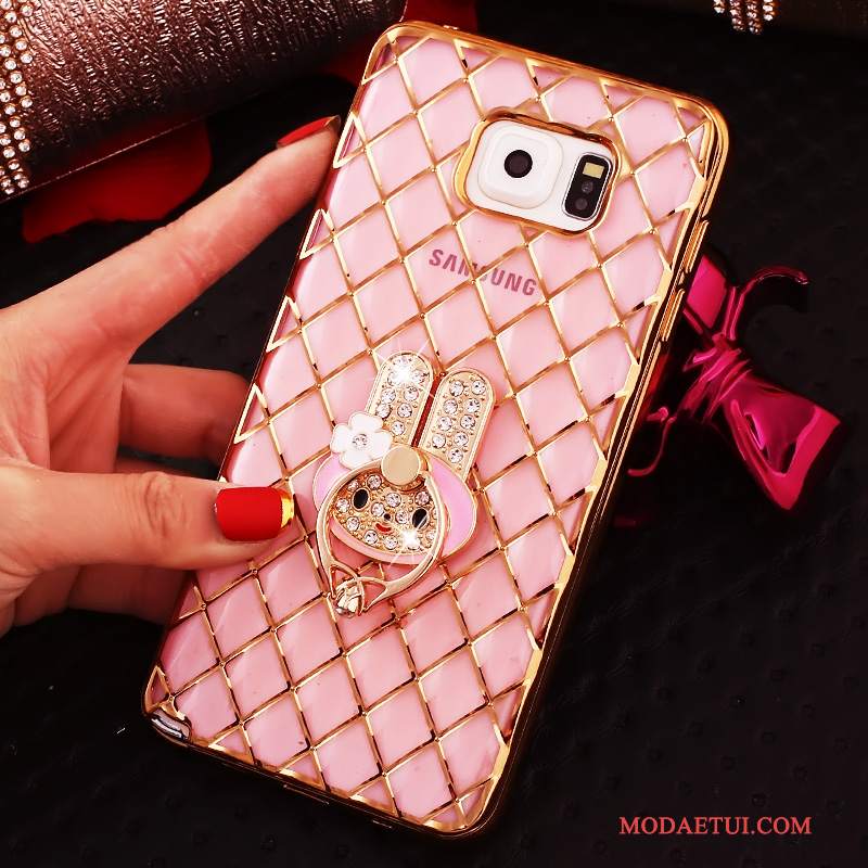 Futerał Samsung Galaxy Note 5 Rhinestone Ring Cienkie, Etui Samsung Galaxy Note 5 Silikonowe Różowe