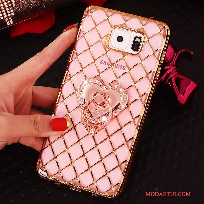 Futerał Samsung Galaxy Note 5 Rhinestone Ring Cienkie, Etui Samsung Galaxy Note 5 Silikonowe Różowe