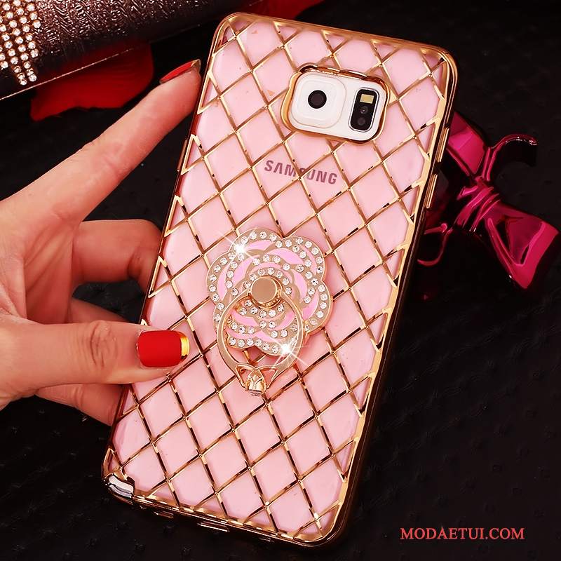 Futerał Samsung Galaxy Note 5 Rhinestone Ring Cienkie, Etui Samsung Galaxy Note 5 Silikonowe Różowe