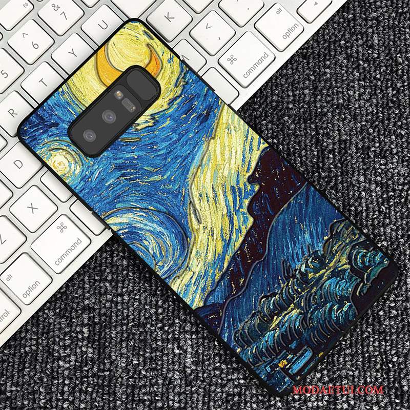 Futerał Samsung Galaxy Note 8 Relief Trójwymiarowy Ciemno Niebieski, Etui Samsung Galaxy Note 8 Ochraniacz Dostosowane Anti-fall