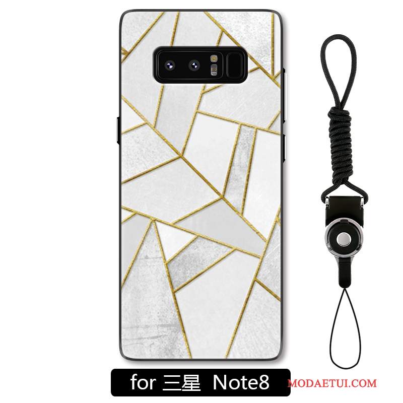 Futerał Samsung Galaxy Note 8 Relief Wiszące Ozdoby Anti-fall, Etui Samsung Galaxy Note 8 Ochraniacz Geometria Biały