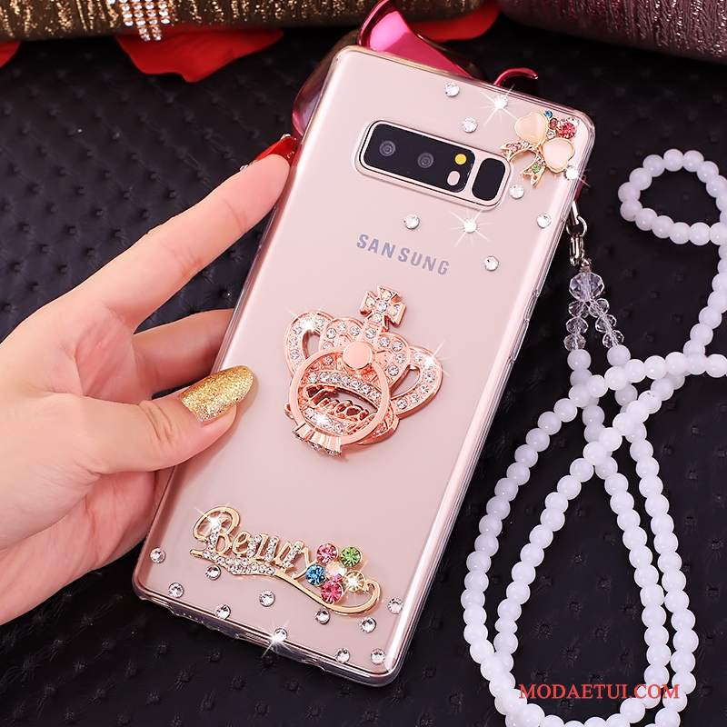 Futerał Samsung Galaxy Note 8 Silikonowe Różowe Ring, Etui Samsung Galaxy Note 8 Ochraniacz Na Telefon Wiszące Ozdoby