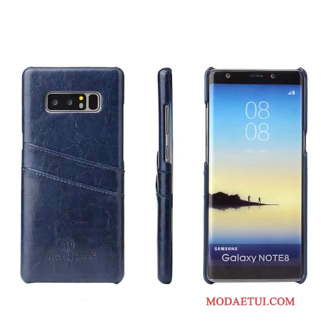 Futerał Samsung Galaxy Note 8 Skóra Na Telefon Niebieski, Etui Samsung Galaxy Note 8 Ochraniacz Karta Tylna Pokrywa