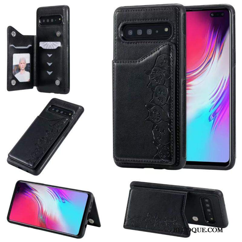 Futerał Samsung Galaxy S10 5g Skóra Anti-fall Kotek, Etui Samsung Galaxy S10 5g Pokrowce Wzórna Telefon