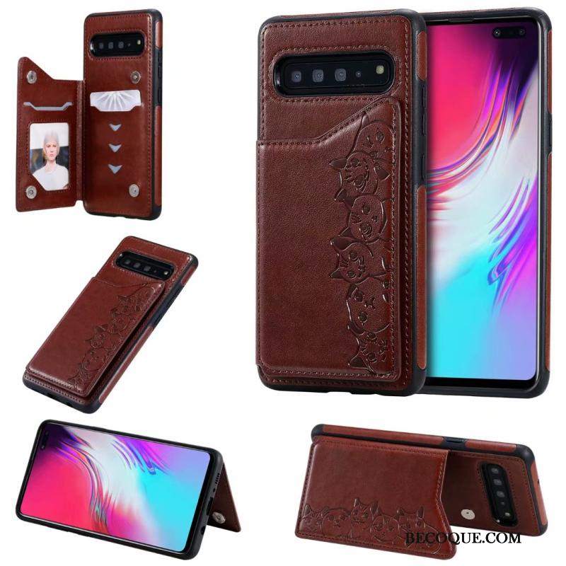 Futerał Samsung Galaxy S10 5g Skóra Anti-fall Kotek, Etui Samsung Galaxy S10 5g Pokrowce Wzórna Telefon