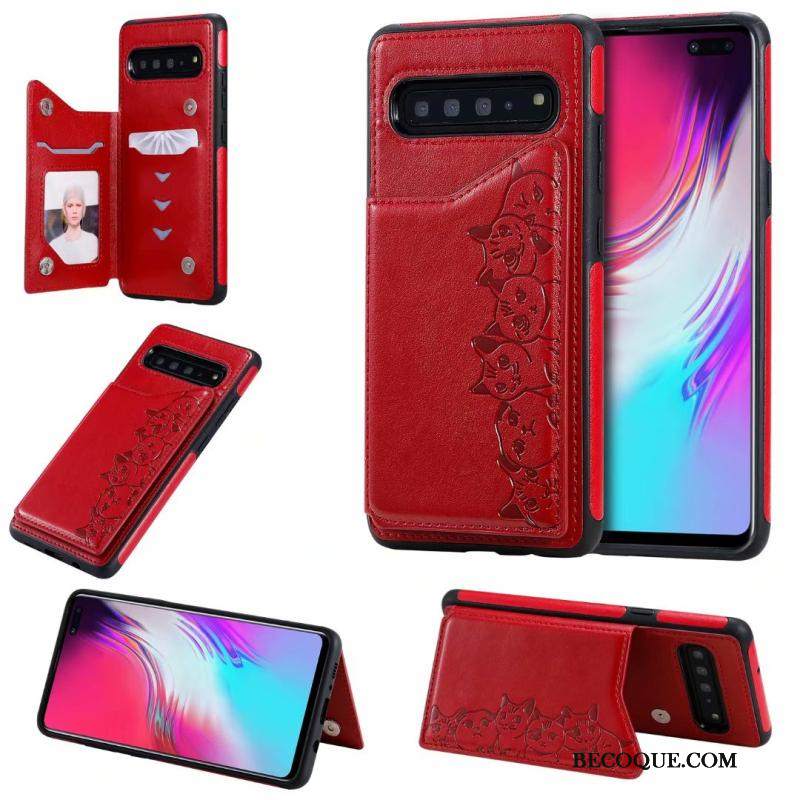 Futerał Samsung Galaxy S10 5g Skóra Anti-fall Kotek, Etui Samsung Galaxy S10 5g Pokrowce Wzórna Telefon