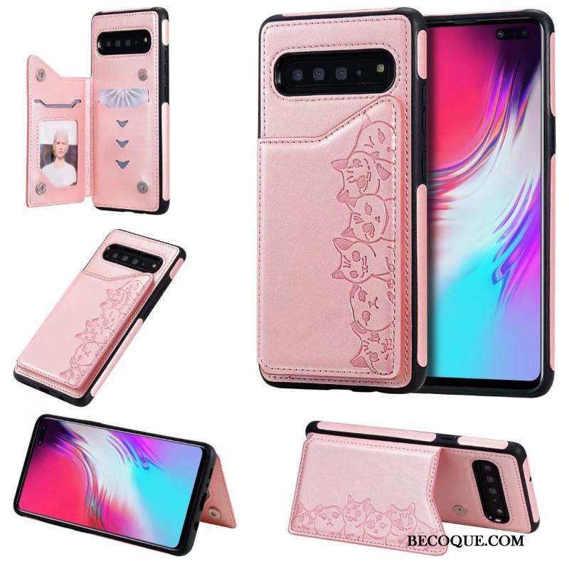 Futerał Samsung Galaxy S10 5g Skóra Anti-fall Kotek, Etui Samsung Galaxy S10 5g Pokrowce Wzórna Telefon