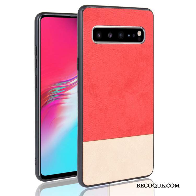 Futerał Samsung Galaxy S10 5g Skóra Denimna Telefon, Etui Samsung Galaxy S10 5g Ochraniacz Czarny Mieszane Kolory