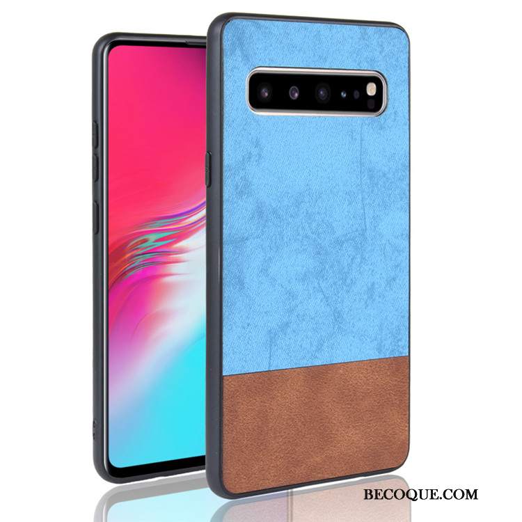 Futerał Samsung Galaxy S10 5g Skóra Denimna Telefon, Etui Samsung Galaxy S10 5g Ochraniacz Czarny Mieszane Kolory