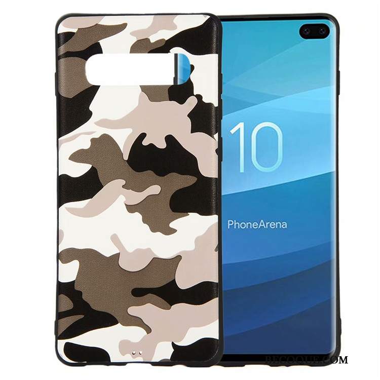 Futerał Samsung Galaxy S10+ Miękki Anti-fall Kamuflaż, Etui Samsung Galaxy S10+ Ochraniacz Biały Nowy