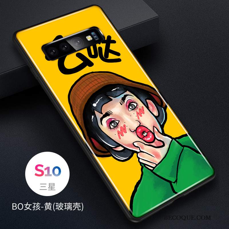 Futerał Samsung Galaxy S10 Moda Szkło Anti-fall, Etui Samsung Galaxy S10 Silikonowe Piękny Młodzież