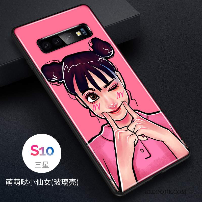 Futerał Samsung Galaxy S10 Moda Szkło Anti-fall, Etui Samsung Galaxy S10 Silikonowe Piękny Młodzież