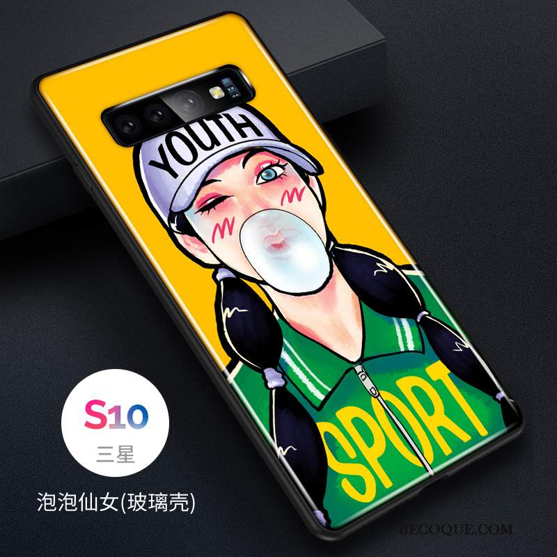 Futerał Samsung Galaxy S10 Moda Szkło Anti-fall, Etui Samsung Galaxy S10 Silikonowe Piękny Młodzież