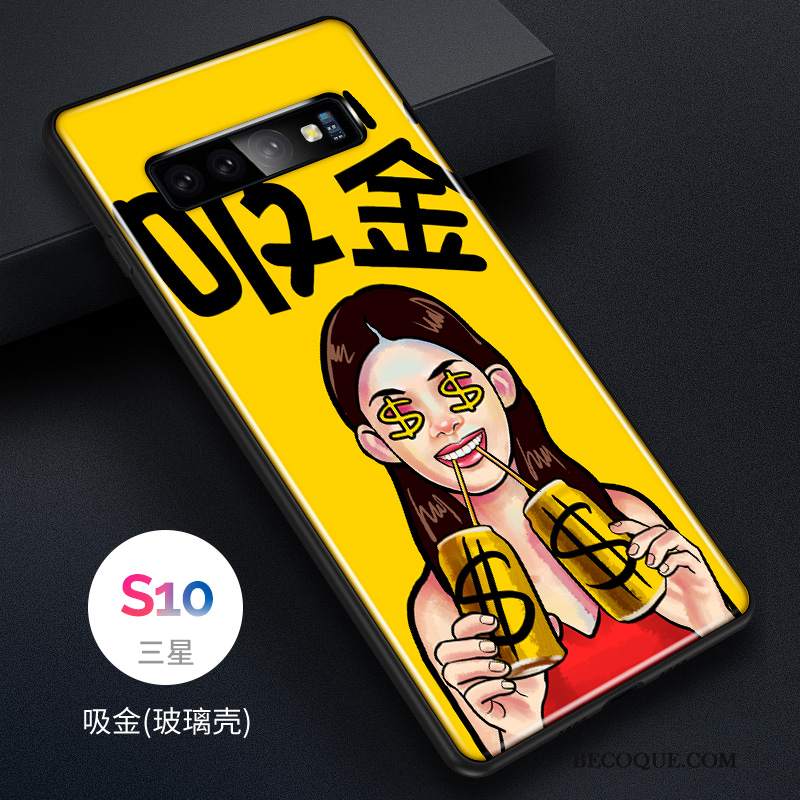 Futerał Samsung Galaxy S10 Moda Szkło Anti-fall, Etui Samsung Galaxy S10 Silikonowe Piękny Młodzież