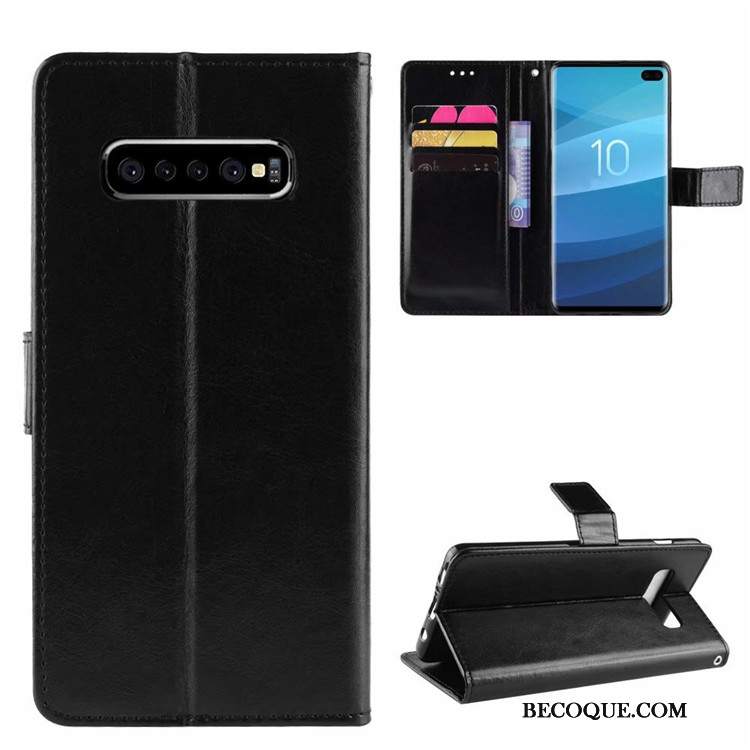 Futerał Samsung Galaxy S10+ Ochraniacz Karta Anti-fall, Etui Samsung Galaxy S10+ Skóra Na Telefon Czarny