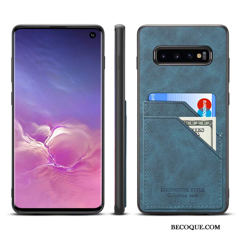 Futerał Samsung Galaxy S10 Skóra Zielonyna Telefon, Etui Samsung Galaxy S10 Ochraniacz Karta Anti-fall